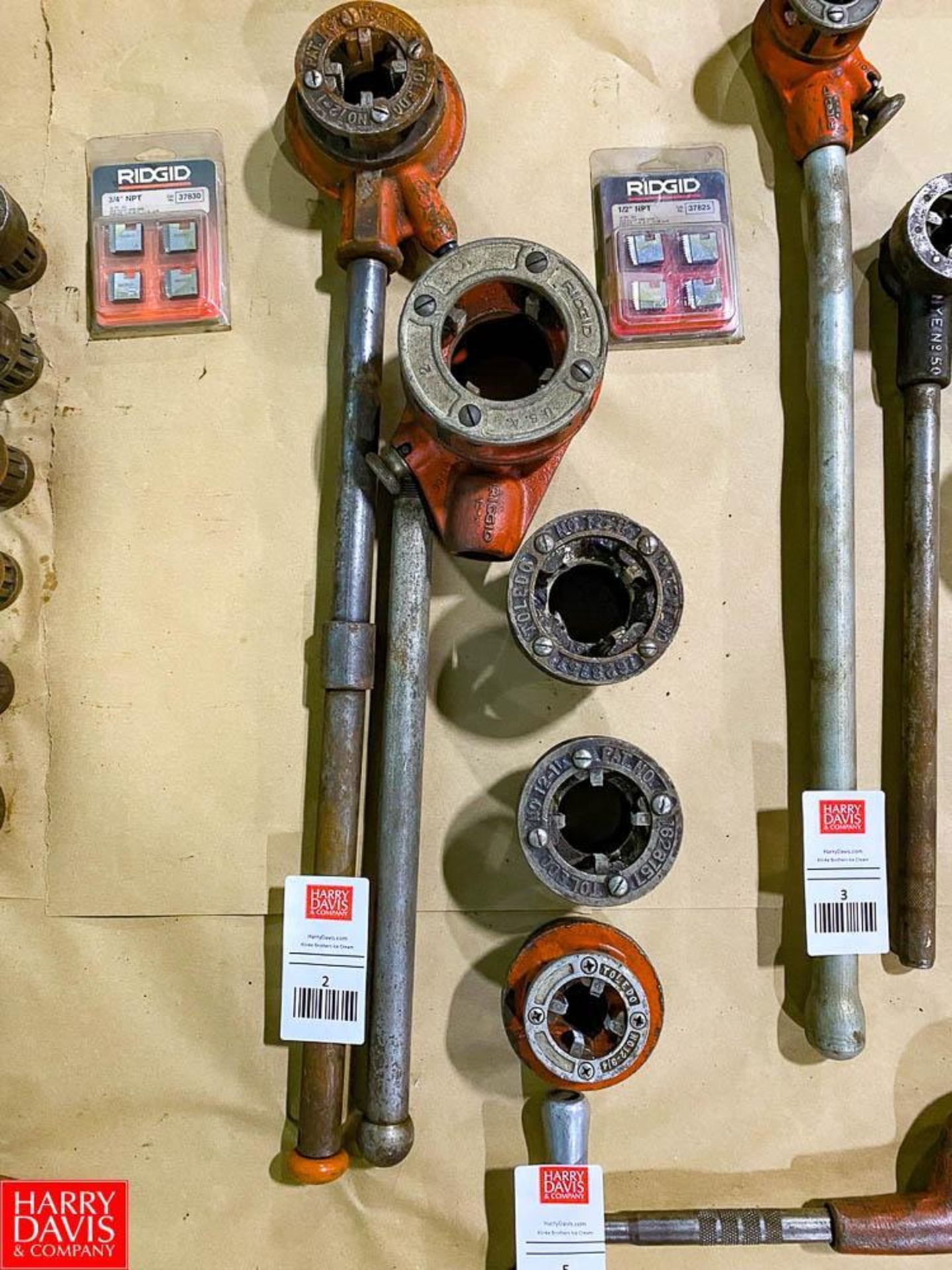 Ridgid (2) Pipe Threader with (3) No. 12 Various Size Dies (Ranging from 1'', 2'', 1/2'', 1/4'' and