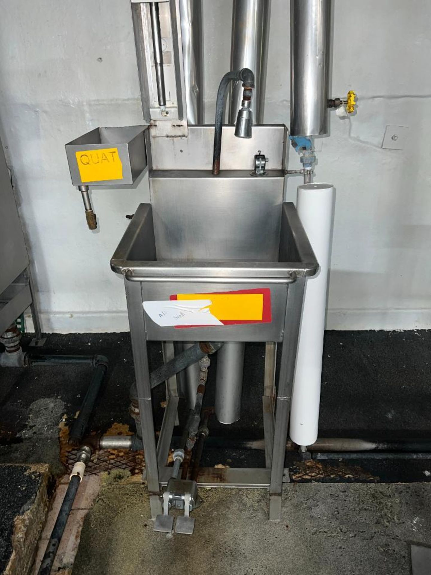 (3) S/S Sinks with Foot Controls and Assorted Wash Cabinets and Bins - Rigging Fee: $300 - Image 3 of 6