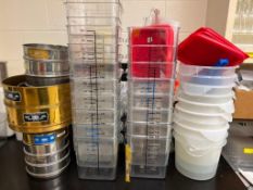 Assorted Plastic Containers up to 8 QT, Assorted Size USA Standard Testing Sieves - Rigging Fee: $50