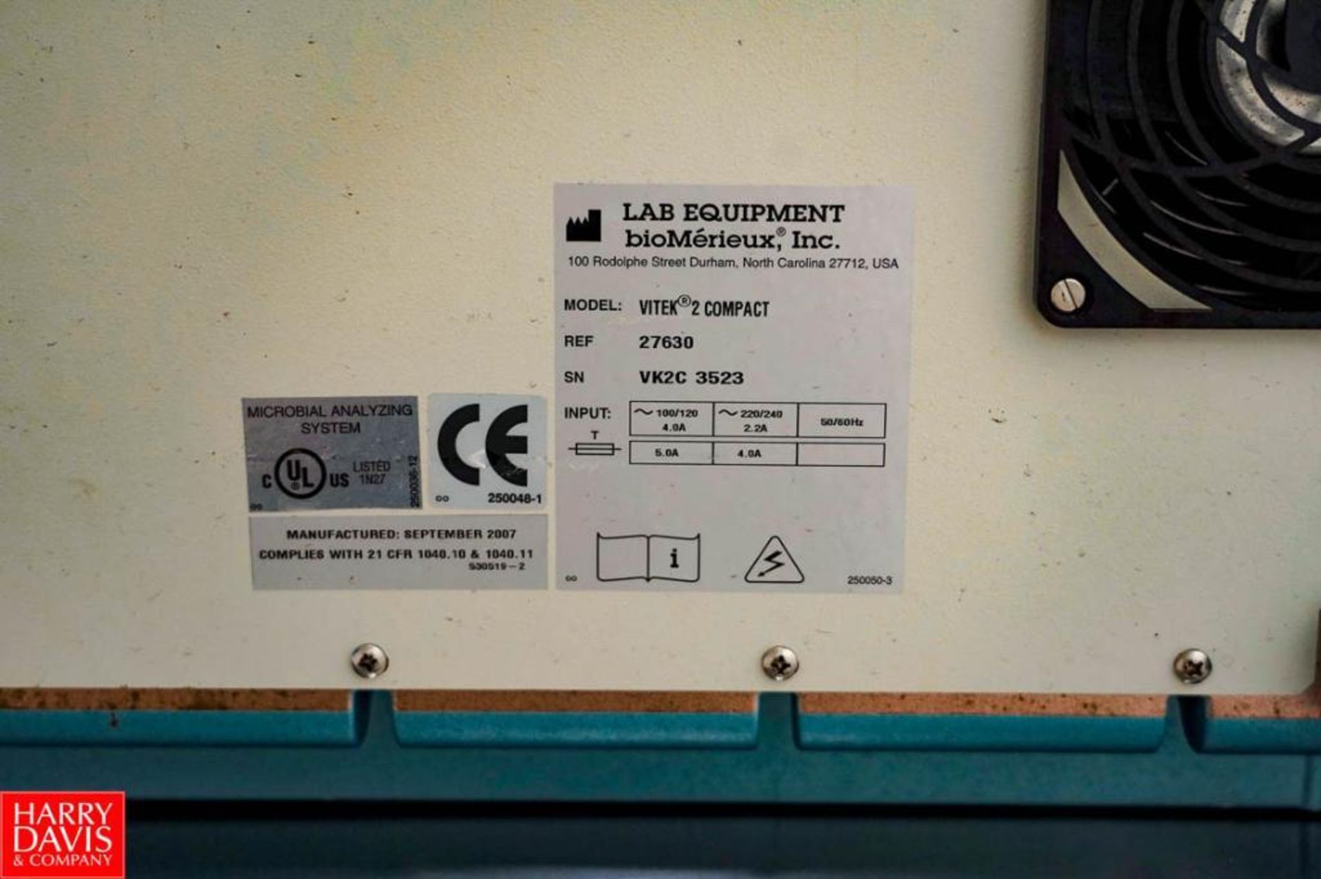 Biomerieux Automated ID/AST Instrument Heat Dissipated : 1025 BTU/Hr. (Normal), Electrical Power: 11 - Image 7 of 21