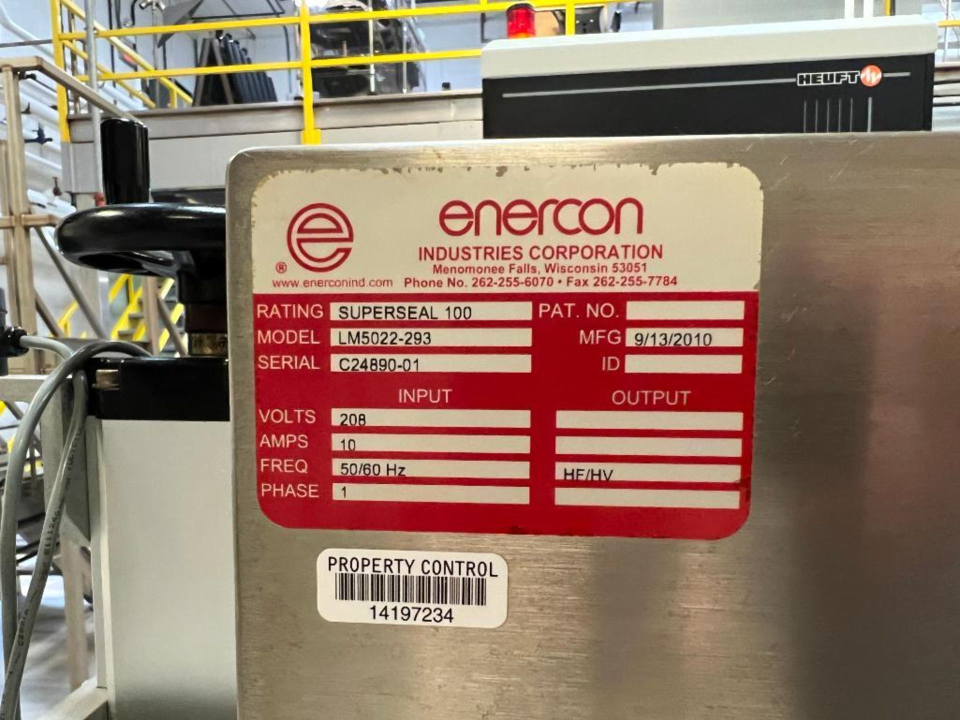 Enercon Industries Corporation Superseal 100 Induction Sealer, Model: LM5022-293, S/N: C24890-01 - S - Image 2 of 2
