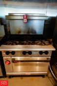 Vulcan 6 Burner Stove Top and Oven 6 Burner, Gas Fired , Lower Oven Max Temp 400F, on Wheels, 34'' x
