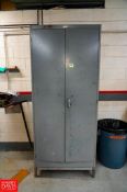 2 Door Metal Cabinet with Welding Supplies Weld Klean, Norton Grinding Pads, Miller Foot Petal - Rig
