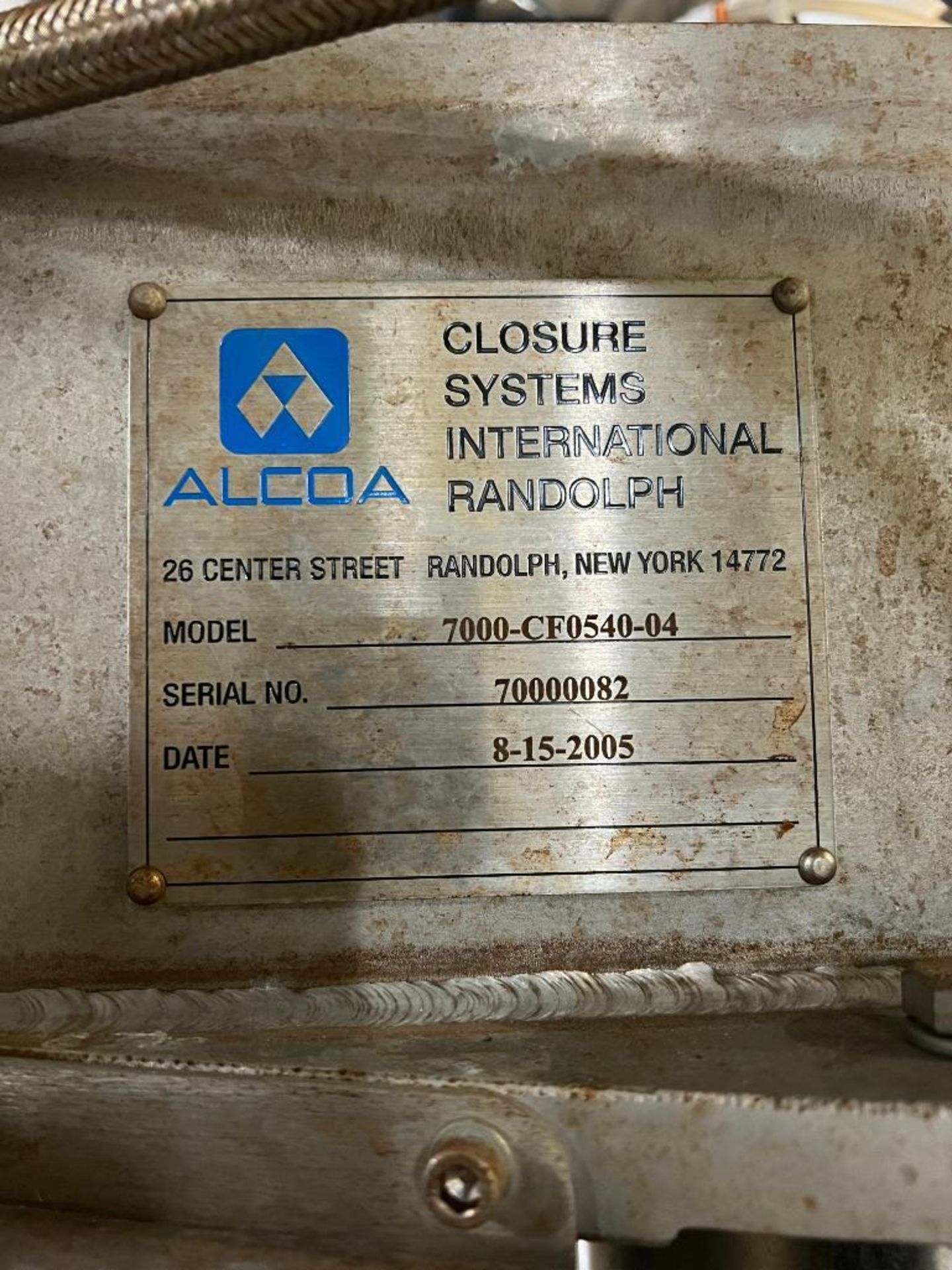 Alcoa Capper Single Head, Model: 7000-CF0540-04, S/N: 70000082 with Allen Bradley PanelView 1000 HMI - Image 5 of 5