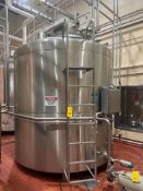 DCI 2,500 Gallon Jacketed S/S Processor, S/N: JS-2487 with Tri-Clover S/S Tank Valve, Vertical Sweep