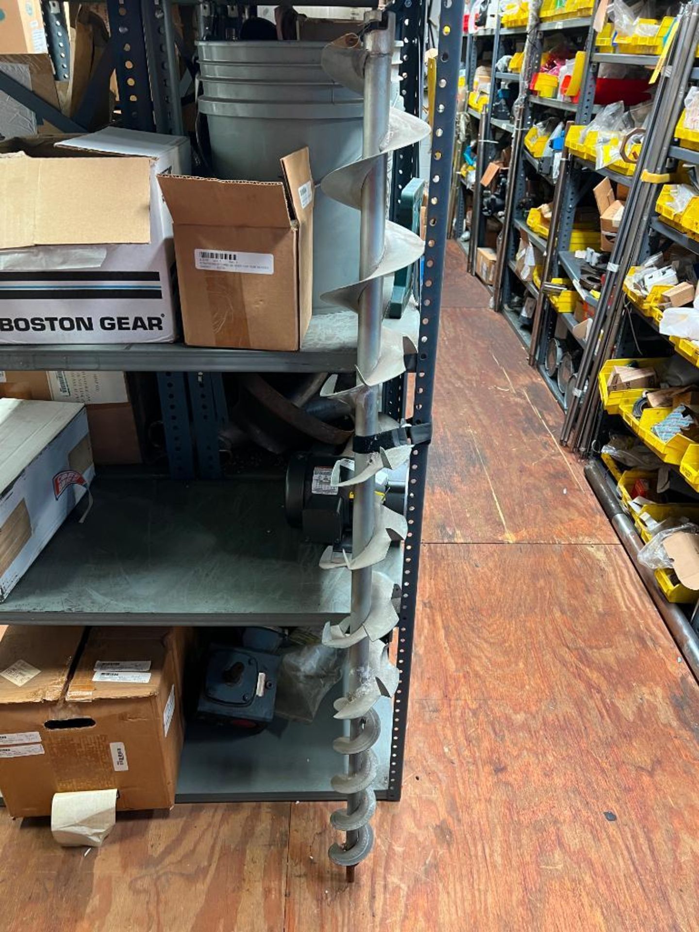 Assorted Gear Boxes, Auger Bit, Door Gaskets, Pump, Pump and Pump Parts, (2) Baldor .75 HP Motors