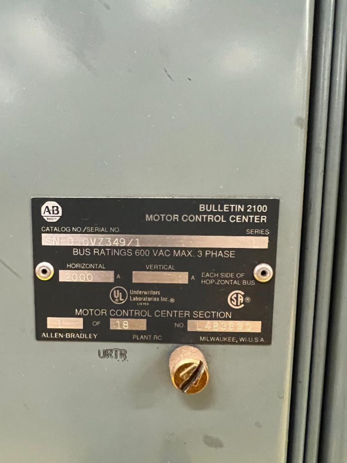 Allen-Bradley Bulletin 2100 Motor Control Center with (50) Disconnect, 2,000 AMP Horizontal - Image 9 of 9