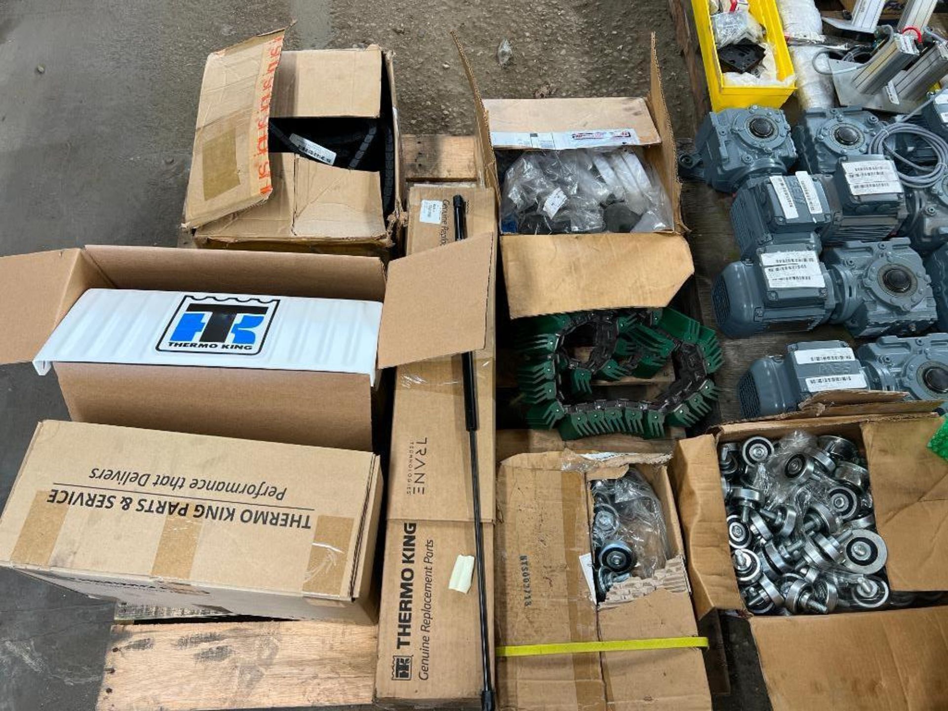 Assorted Thermo King Chiller Parts, Gear Reducers, Side Panels, Conveyor Belts and Parts