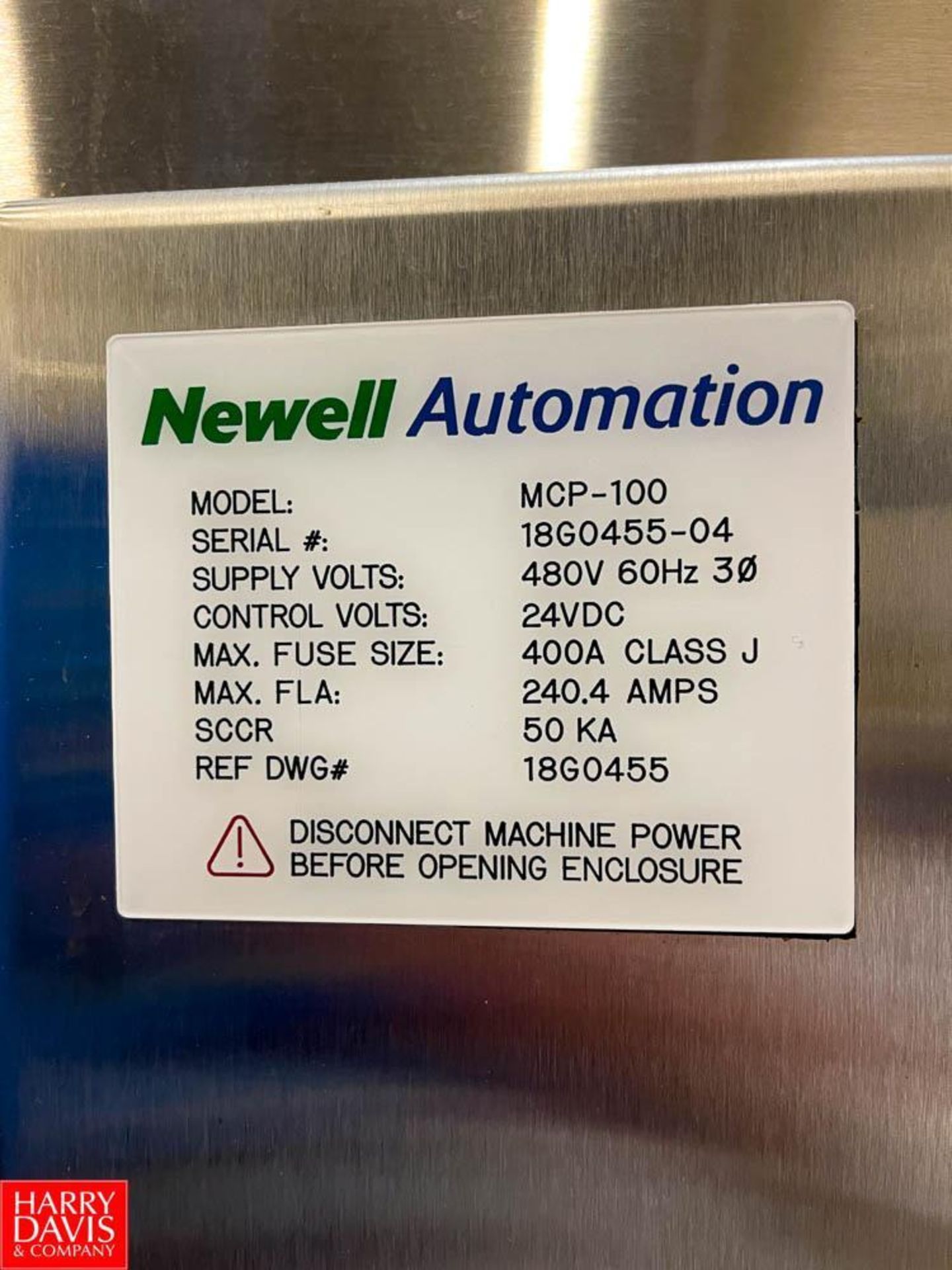 Newell Automation 2-Door S/S Control Cabinet, Model: MCP-100, S/N: 18G0455-04, with (15) Allen Bradl - Image 4 of 4