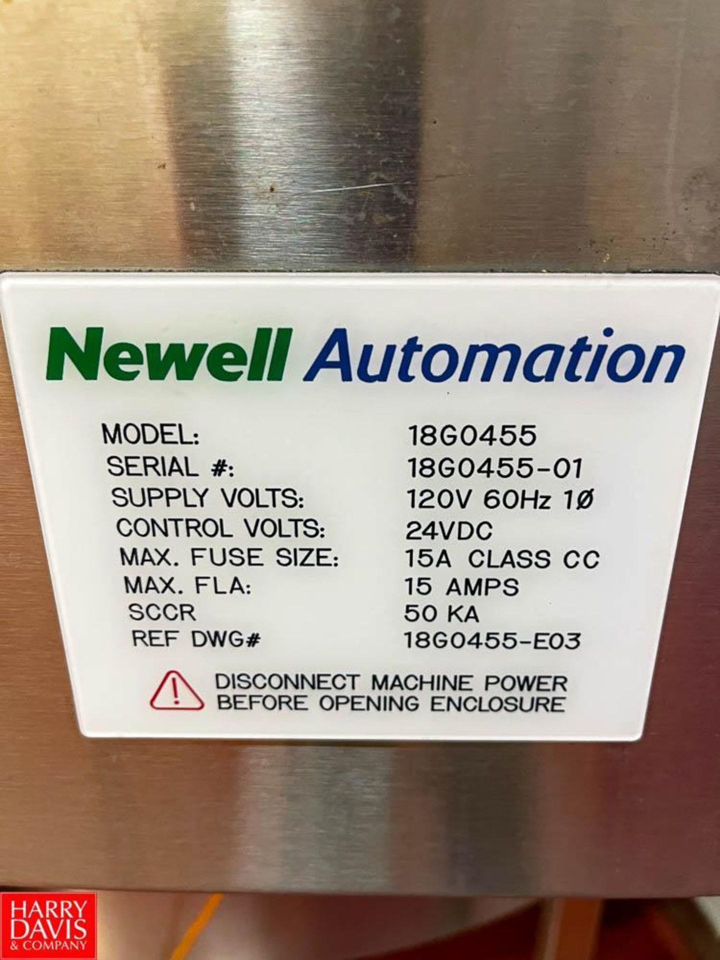 Newell Automation Control Panel, Model: 18G0455, S/N: 18G0455-01, with Allen Bradley Compact Logix 5 - Image 3 of 3