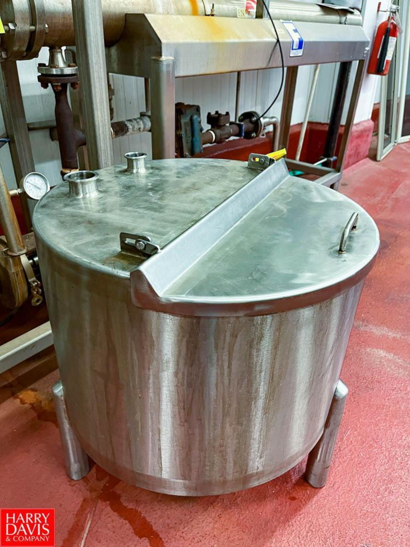 35 Gallon Hinged-Lid S/S Balance Tank, Dimensions = 2' Diameter x 18" Sidewall - Rigging Fee $400 - Image 2 of 2