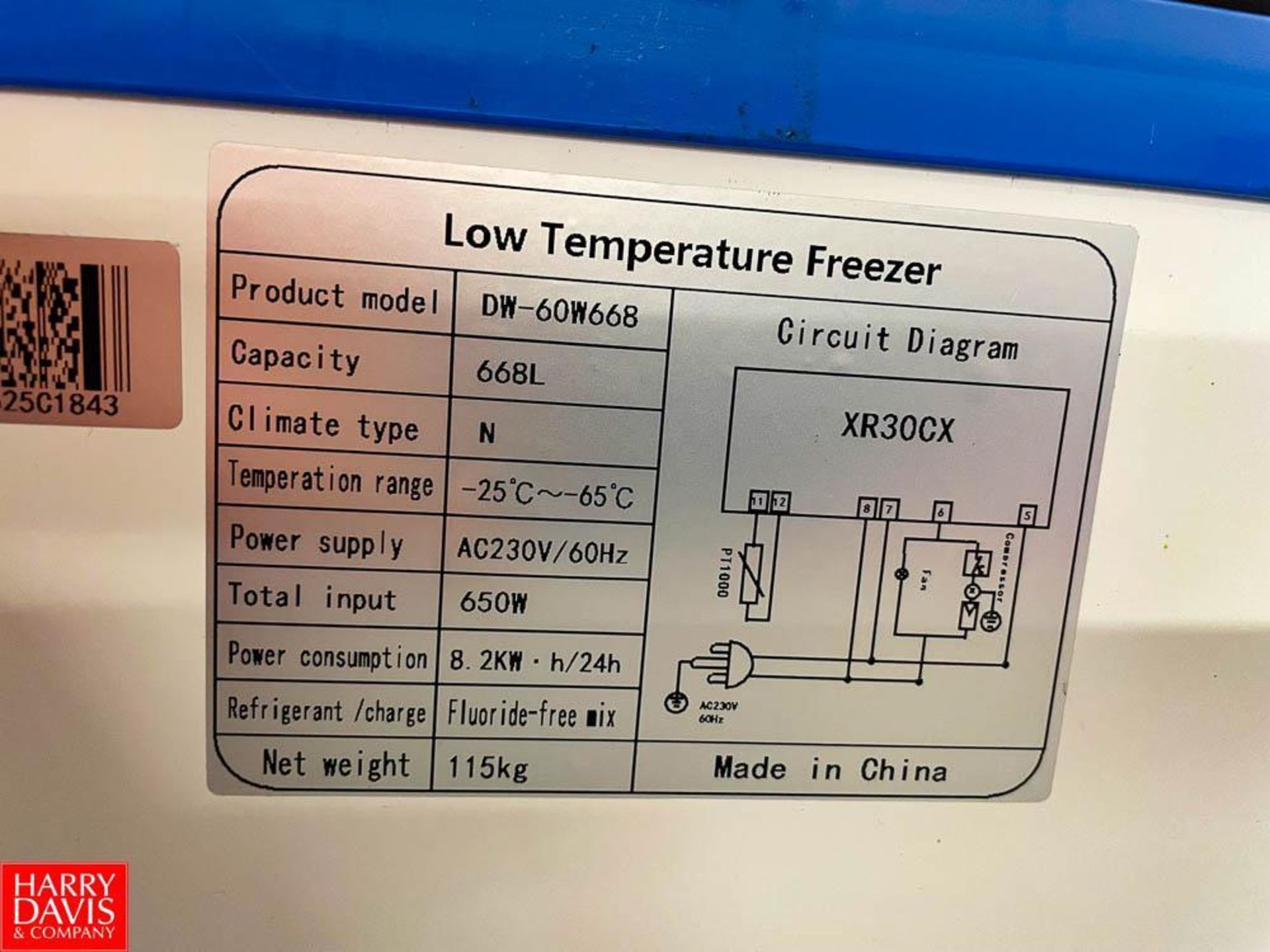 2021 6' Low Temp Freezer. Reach In Chest Freezer, Model: DW60W668, Temp Range: -25°C - 65°C - Image 3 of 3