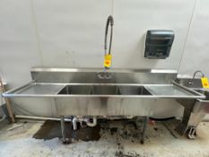 S/S 3-Basin Sink with Sprayer, Dimensions = 102" x 24" - Rigging Fee: $250
