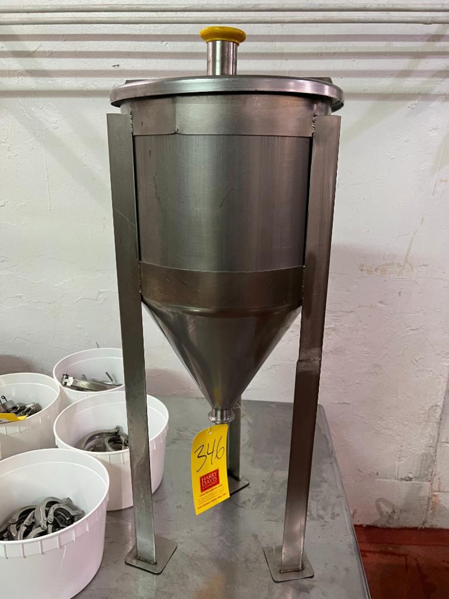 S/S 1.5" Depositor Funnel with S/S Stand and Hinged Lid - Rigging Fee: $50