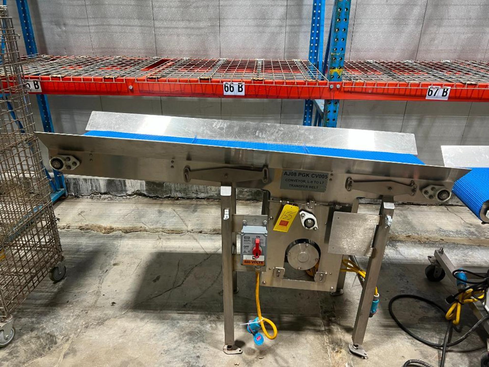 S/S Frame Product Conveyor with Drive, Dimensions = 74" Length x 16" Width - Rigging Fee: $150