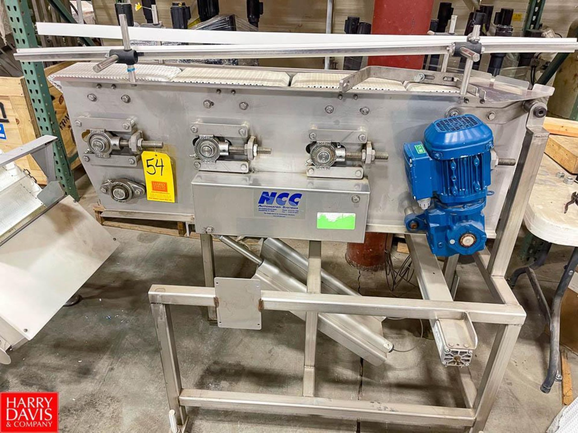 NCC Automated System 4' Length x 6" Width S/S Frame Product Conveyor with Drive and S/S Stand - Rigg