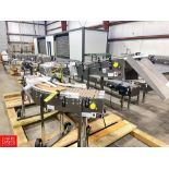 (2) Portable Conveyors with 90° and 45° turns, Dimensions = 17.5' Legth x 12" Width, Plastic Table T