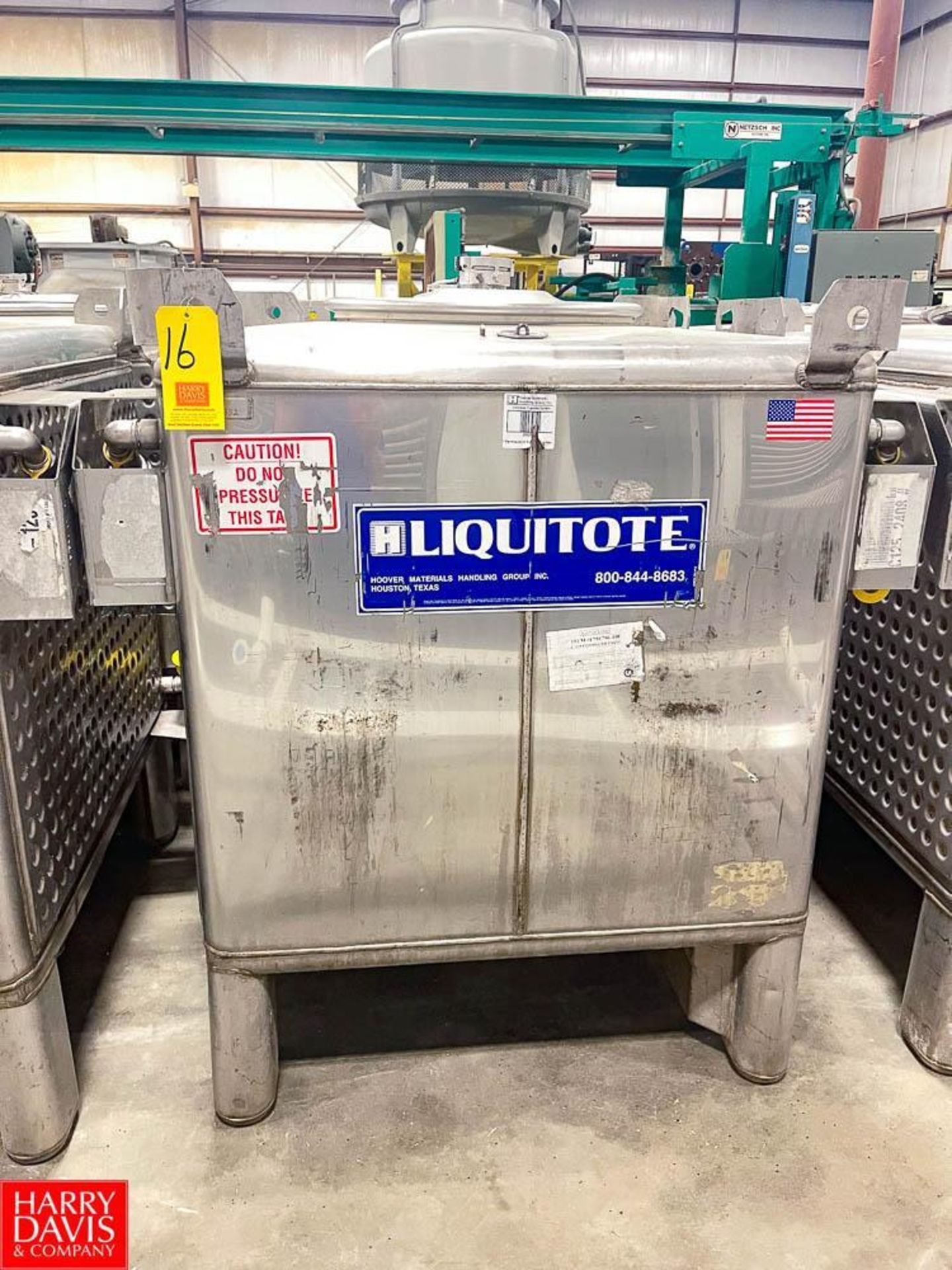 Hoover 316 Gallon S/S Dimple Jacketed Liquitote - Rigging Fee= $50