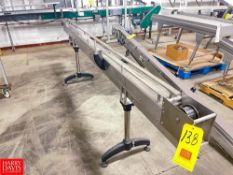 S/S Product Conveyor Frame , Dimensions = 116" Length x 4" Width with Drive - Rigging Fee= $75