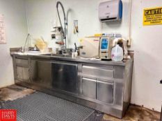S/S Lab Table with Drawers, Cabinet and S/S 2-Basin Sink with Sprayer, Dimensions = 10' x 3'