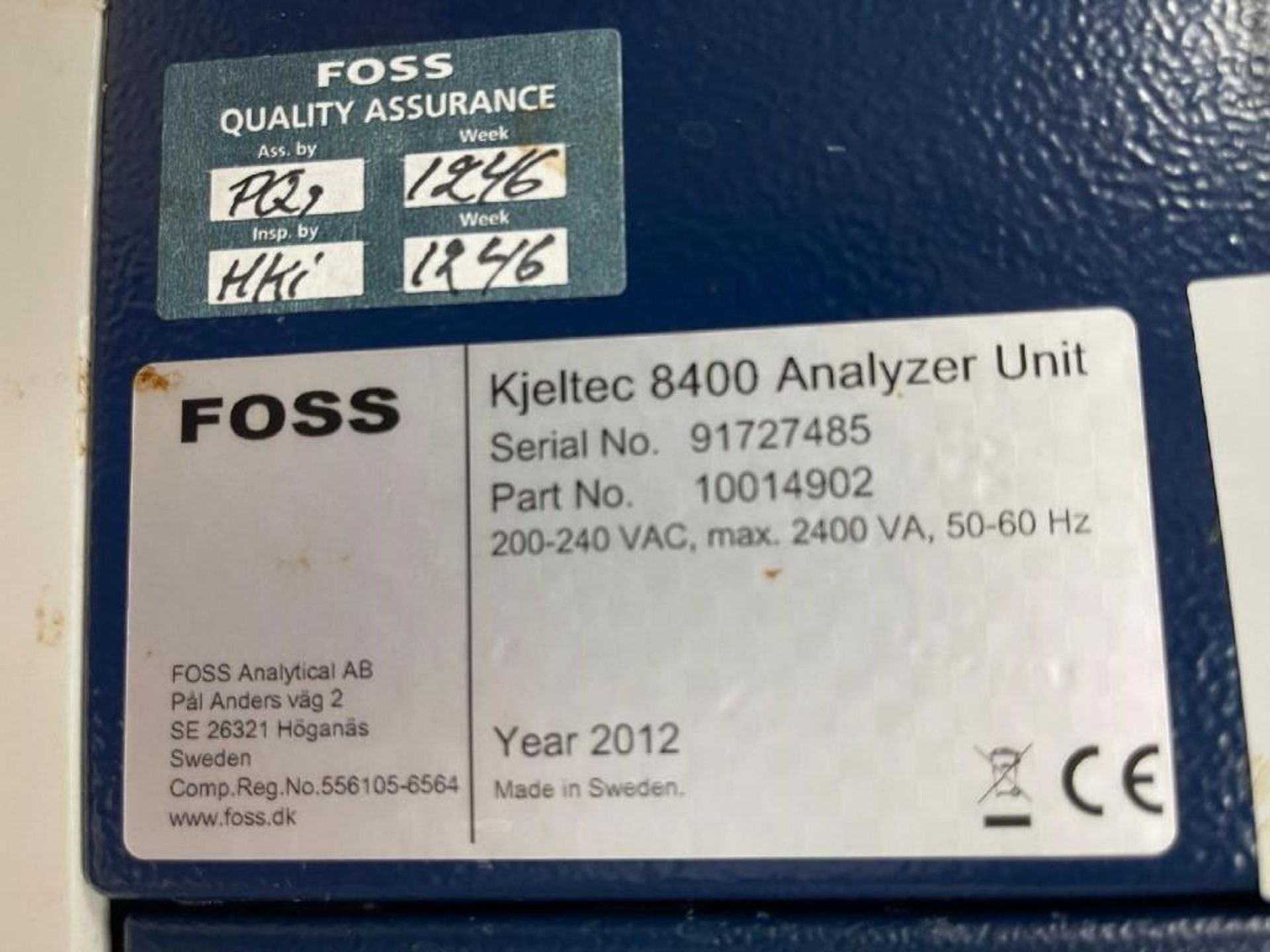 Foss Kjeltec 8400 Automated Distillation and Titration Protein Analyzer with Auto Sampler - Image 3 of 3