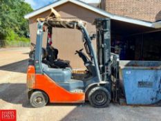 Toyota 2,500 LB Capacity Propane Fork Truck, Model: BFGU15 (Location: Hattiesburg, MS)