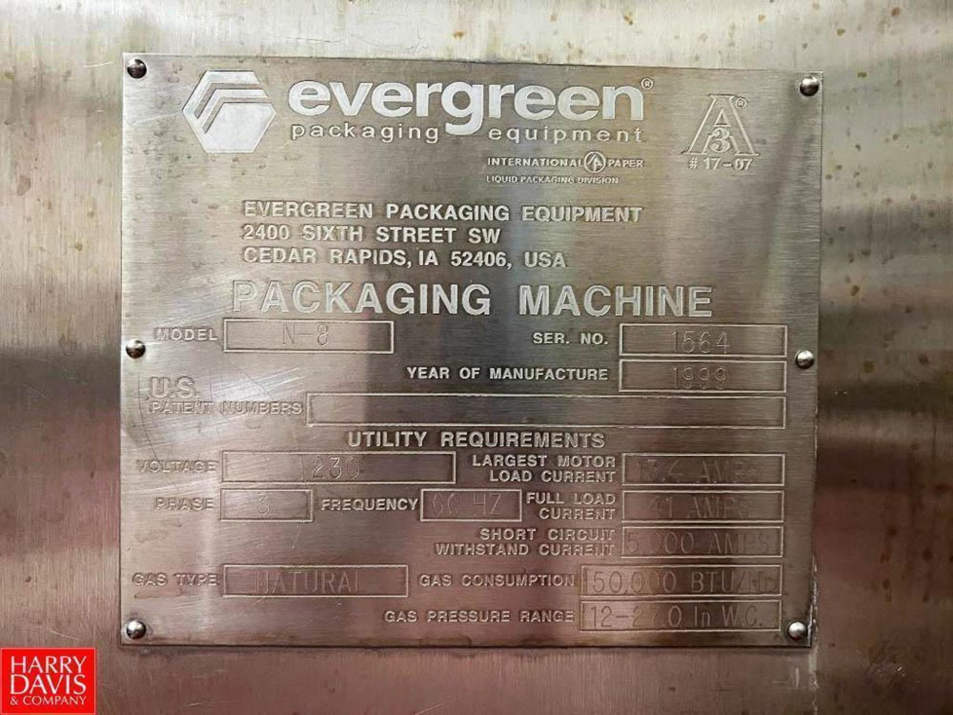 Evergreen Packaging Equipment Packaging Machine, Model: N-8, S/N: 1564 (Location: Dothan, AL) - Image 4 of 5