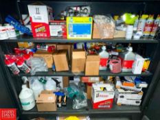 Assorted Parts Including: Lubricants, Batteries, Teflon Tape, Pesticides and Door Hardware