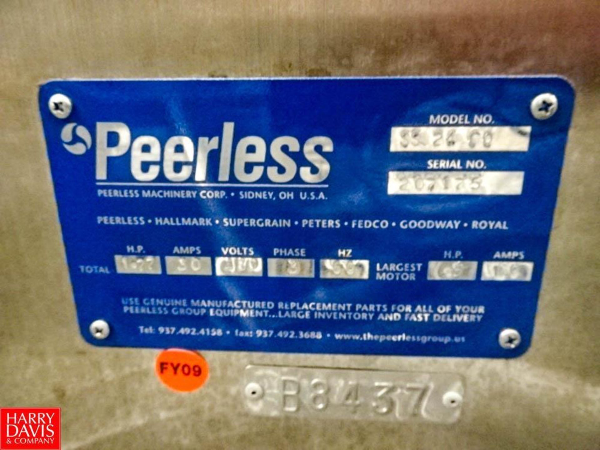 Peerless1.77 HP Metal Belt Conveyor Material Drying System 370 v, 3 ph, 60 Hz, Model: SS 26 60, S/N: - Image 4 of 6