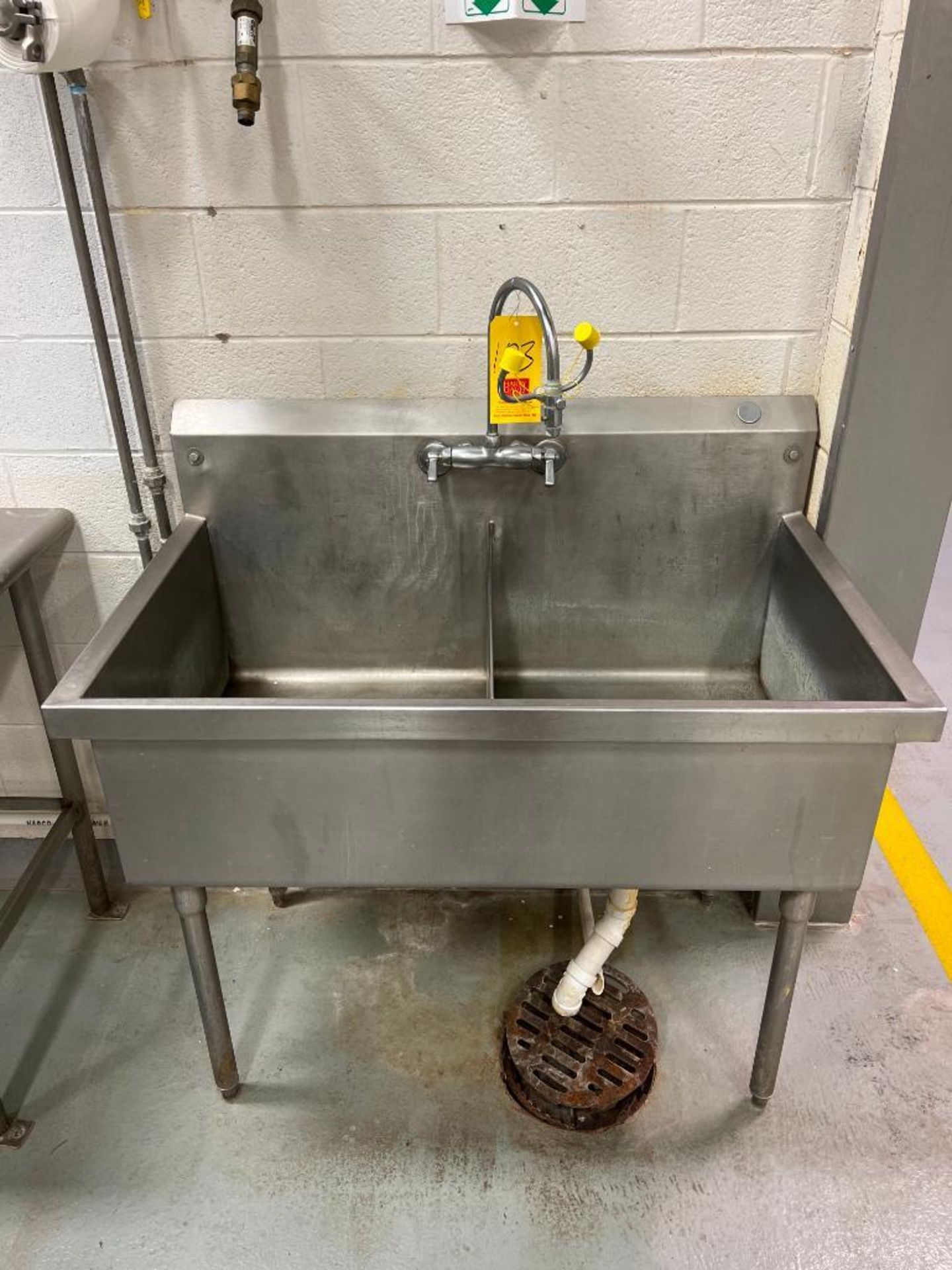 S/S 2-Basin Sink with Sprayer and Emergency Eye Wash - Rigging Fee: $450