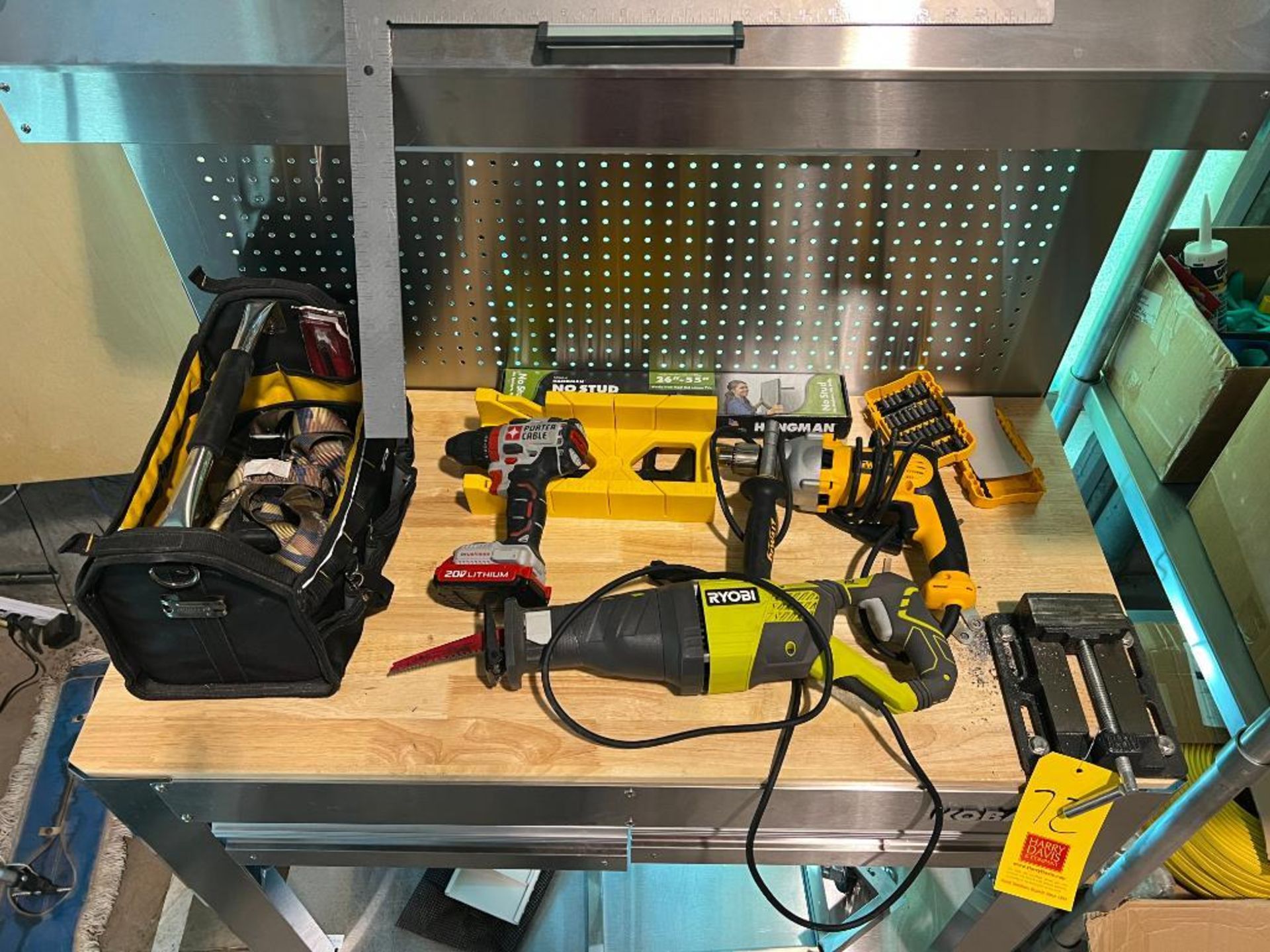 DeWalt Hammer Drill Porter Cable 20 Volt Lithium Drill, Ryobi Reciprocation Saw, Assorted Hand Tools - Image 2 of 2