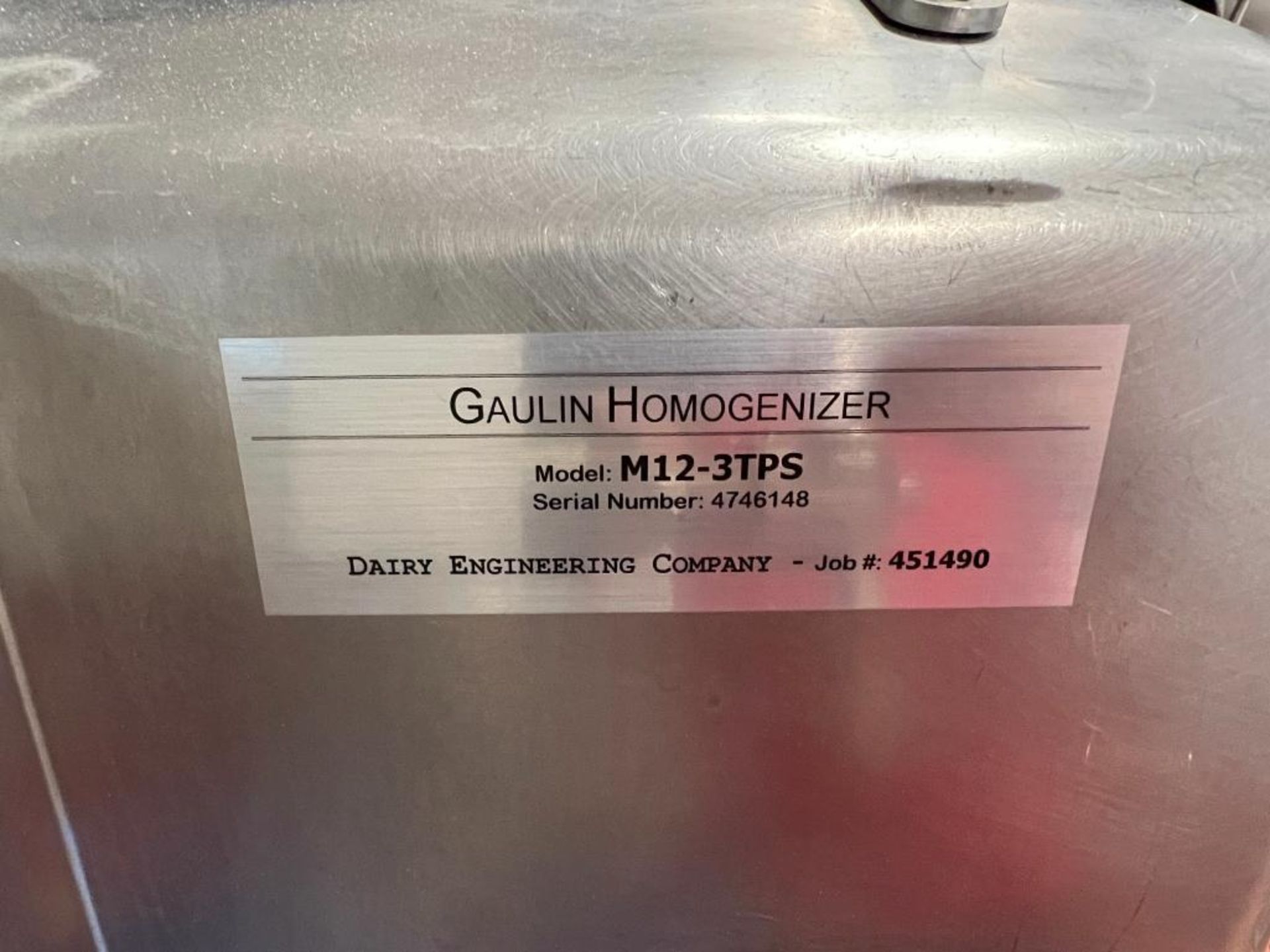 Gaulin Homogenizer, Model: M12-3TPS, S/N: 4746148 with Stop Gap (Inspected by Dairy Engineering - Image 4 of 4