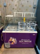 Reach-In Mobile Ice Cream Freezer with 3 Gallon Bucket Holders, Baskets and Trays