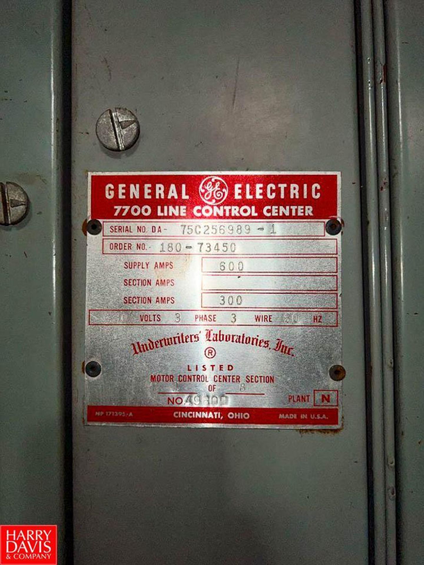 General Electric 7700 Line Control Center with (40) Disconnects, 600 Supply Amps and 300 Section Amp - Image 2 of 9