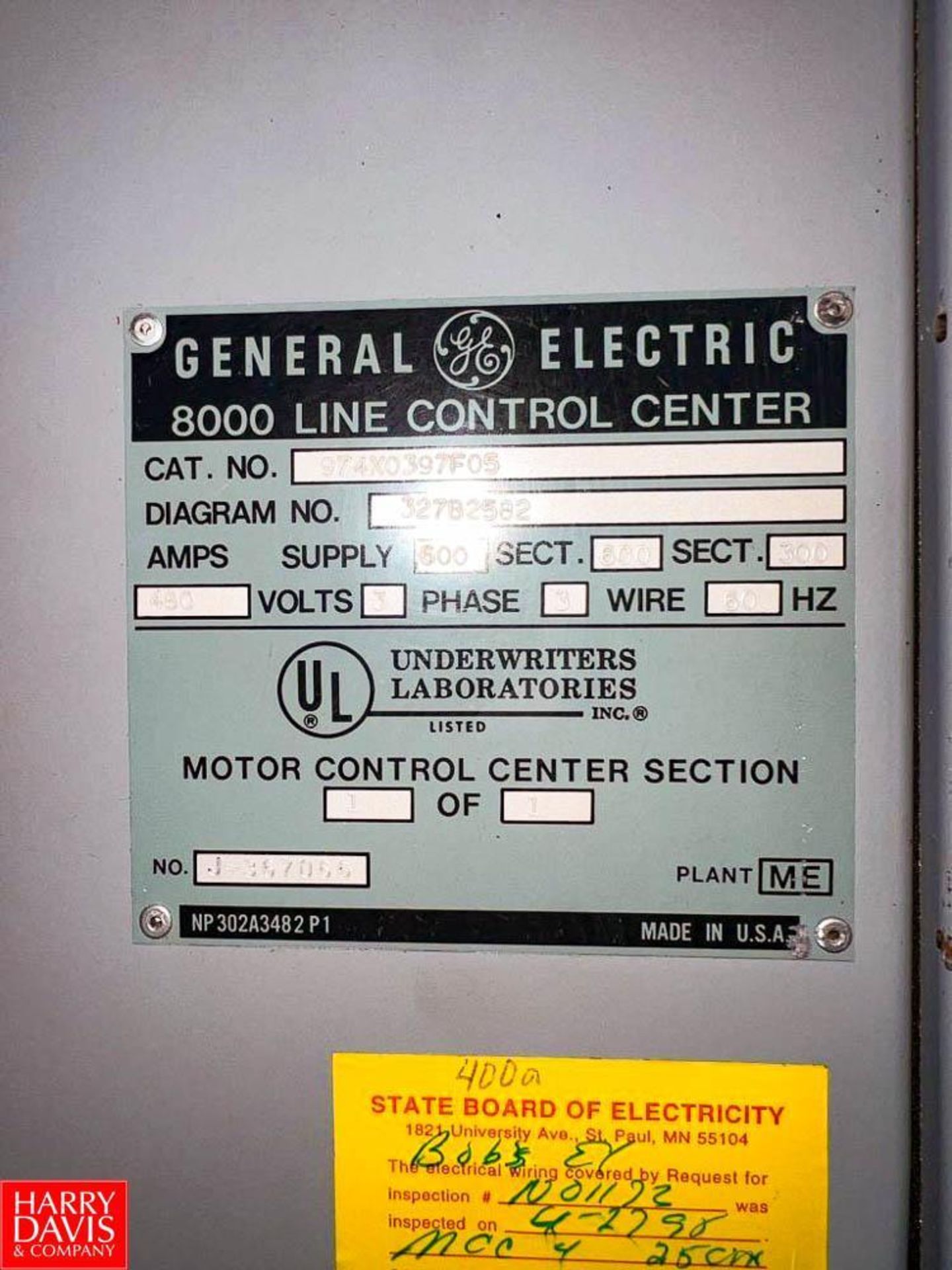 General Electric 8000 Line Control Center with (27) Disconnects, 600 Supply Amps and 300 Section Amp - Image 6 of 6