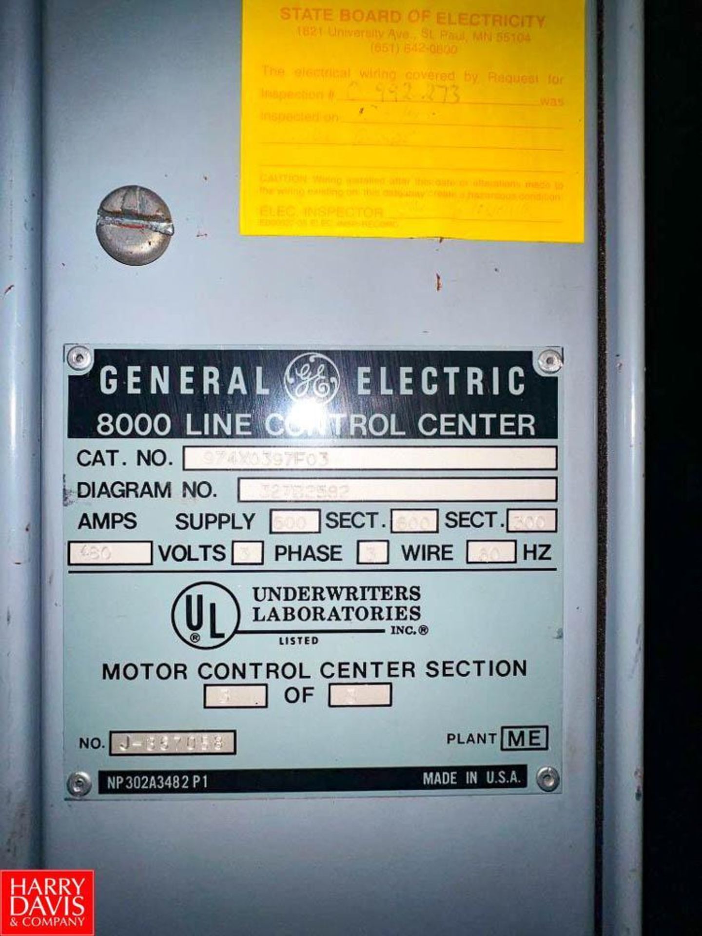 General Electric 8000 Line Control Center with (52) Disconnects, 600 Supply Amps and 300 Section Amp - Image 2 of 9