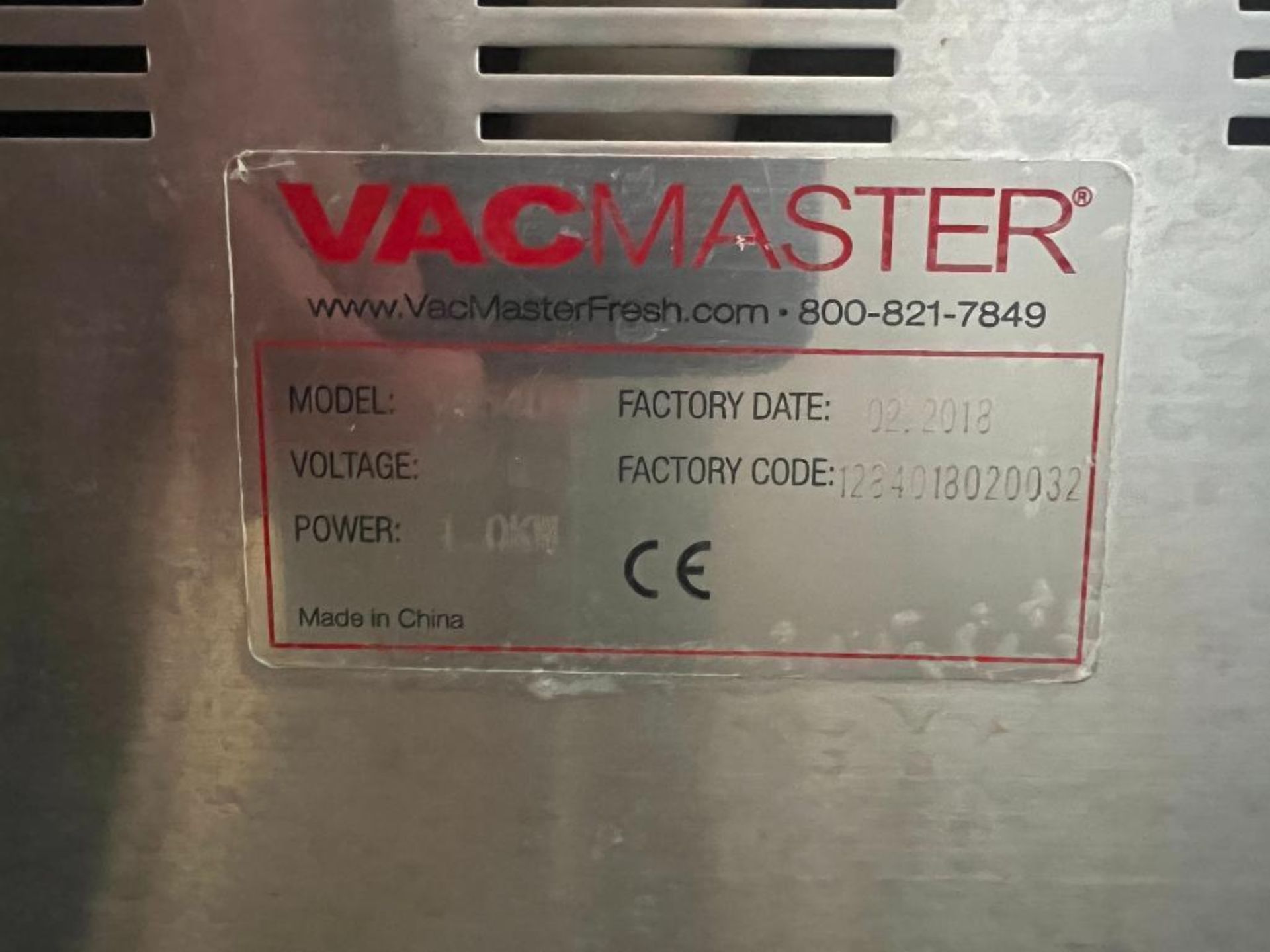 2018 Vacmaster S/S Vacuum Packing Machine, Model: VP540, S/N: 1284018020032 - Rigging Fee: $20 - Image 3 of 3