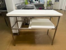 S/S Table with (3) Teflon Boards, Dimensions= 4' x 2' and (2) Teflon Boards, Dimensions= 2' x 23" -
