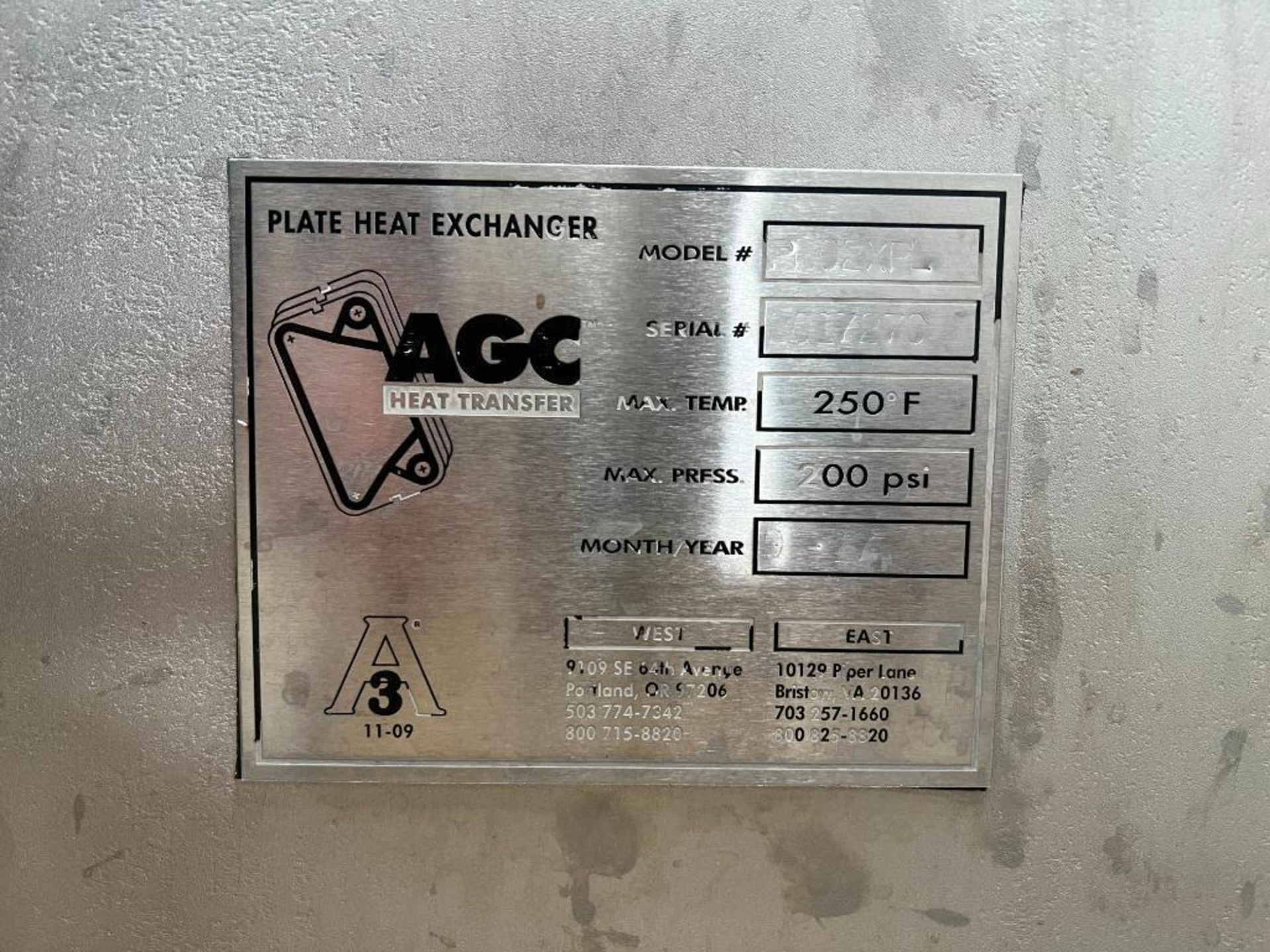 AGC 1-Zone S/S Plate Heat Exchanger, Model: PRO2XPL S/S 2017270 (Subject To Bulk Bid) - Image 2 of 2