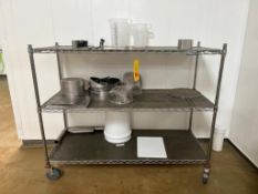 S/S Mobile Rack with (3) Shelves, Dimensions= 5' x 2' x 43" Height, S/S Sifters, Screens