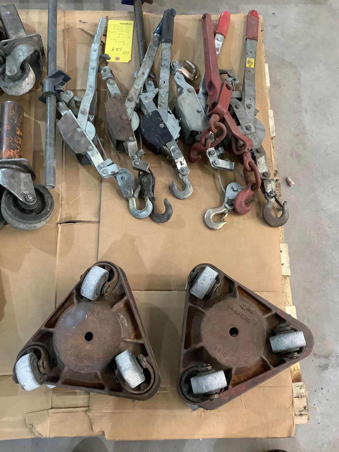 Lot: Rigging Items: Triangle Skates, Dog Chains, Large to Small Casters. See Photo - Image 3 of 3