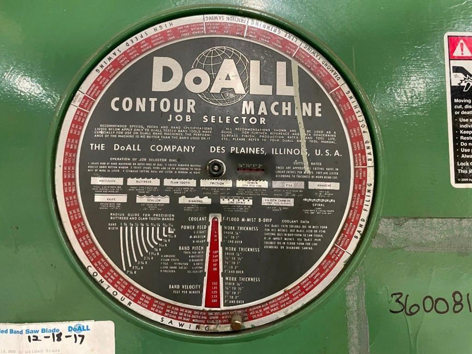 DoALL Model 26-3 Vertical Bandsaw; (WY location) - Image 8 of 12