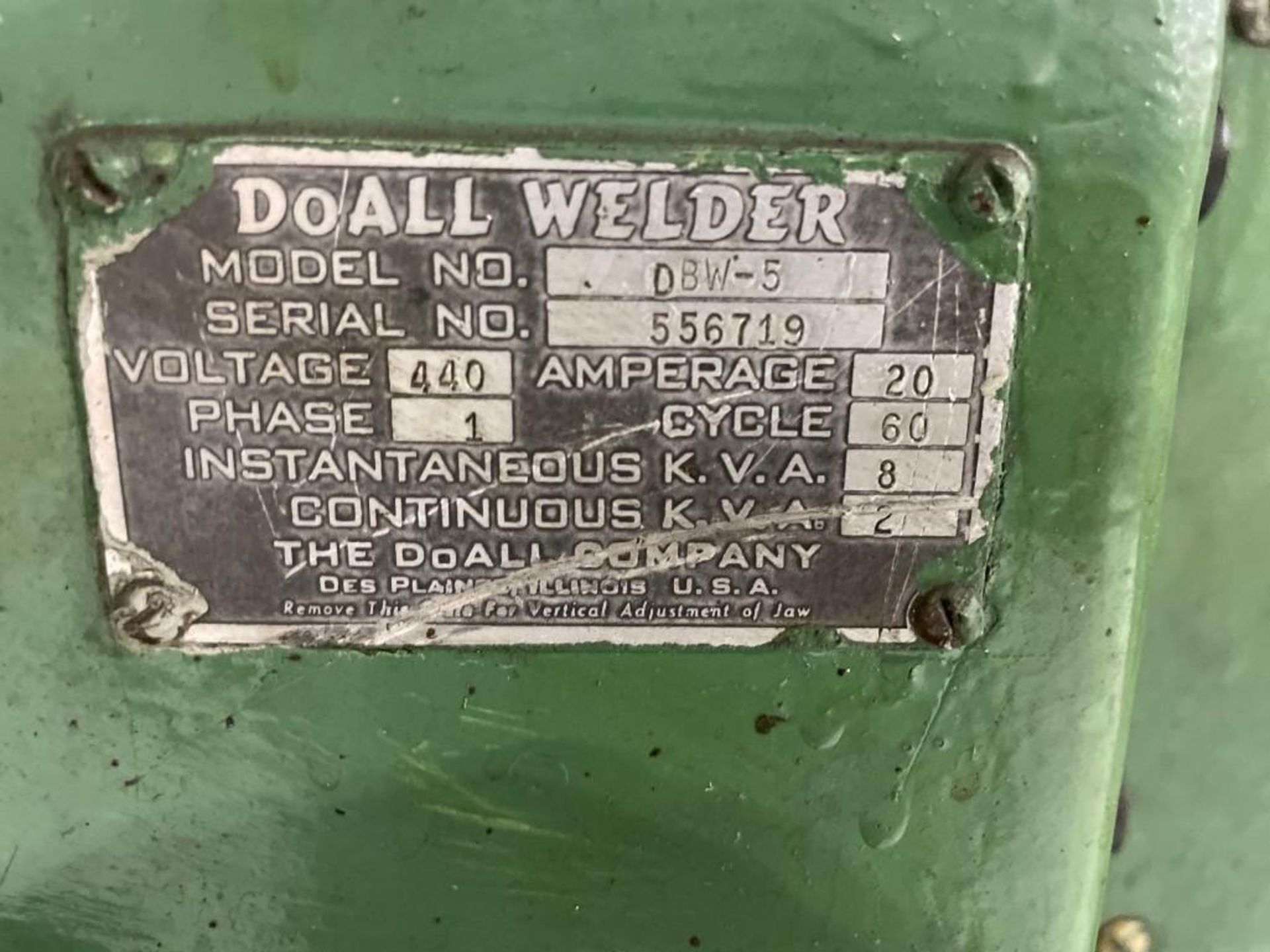 DoALL Model 26-3 Vertical Bandsaw; (WY location) - Image 11 of 12