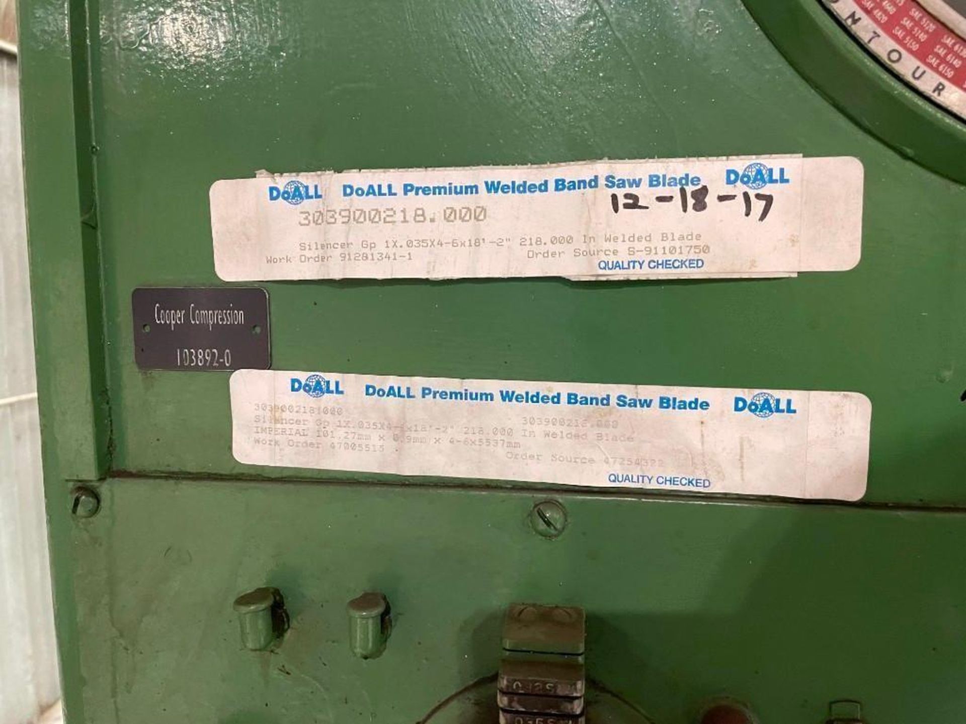 DoALL Model 26-3 Vertical Bandsaw; (WY location) - Image 9 of 12