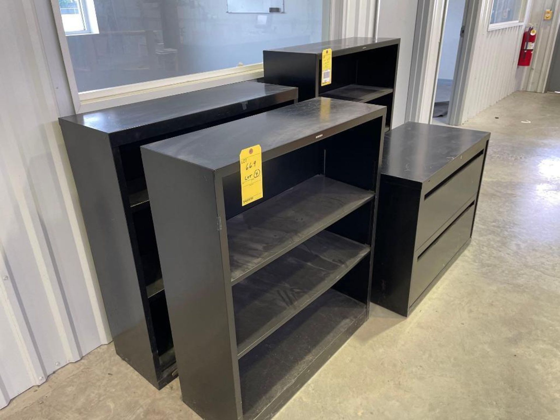 Lot: (4) Cabinets: (3) Open Face Shelves, (1) 2-Drawer File Cabinet - Image 2 of 3