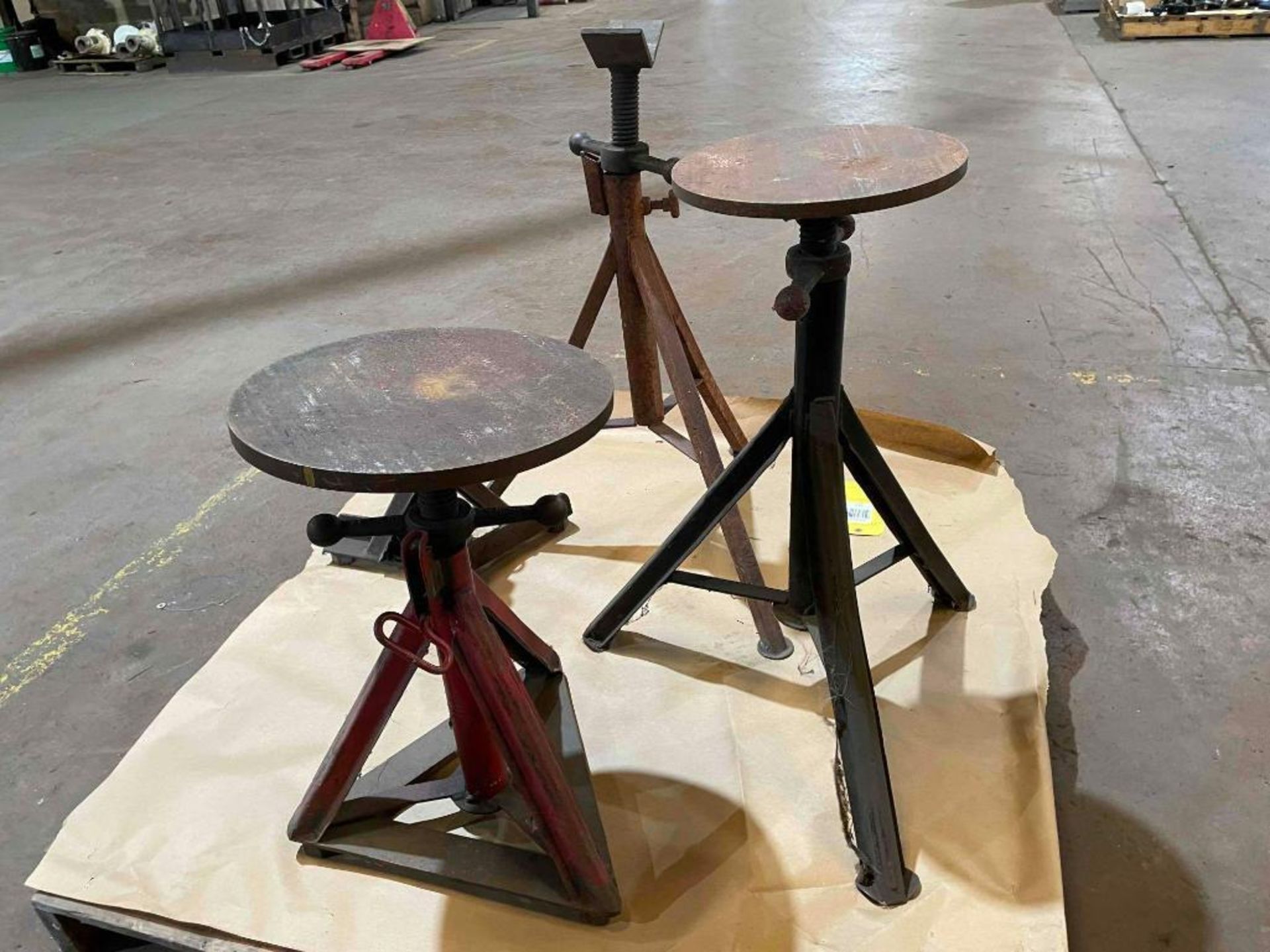 Lot of 3 Stands: (2) Circular Stands, (1) V Stand