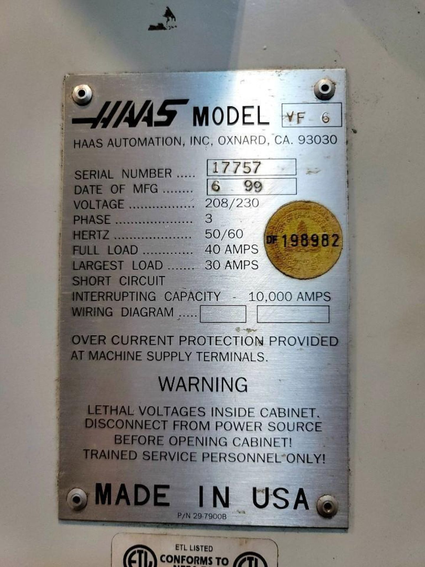 Haas VF-6 CNC Vertical Machining Center - Image 15 of 15