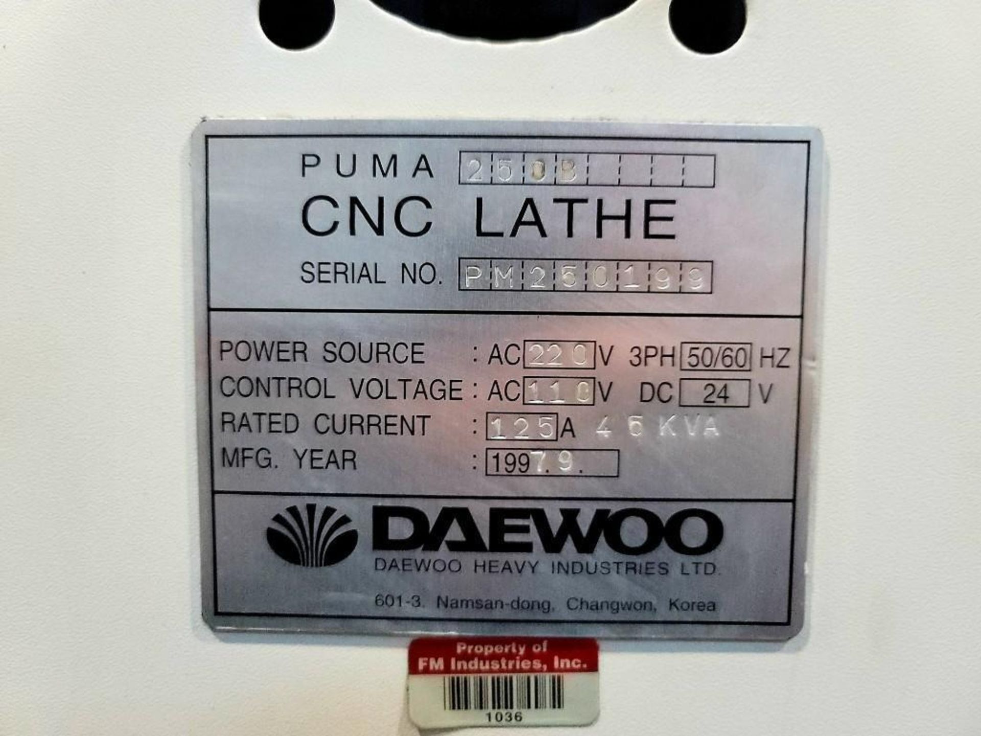 Daewoo Puma 250B CNC Lathe - Image 21 of 21