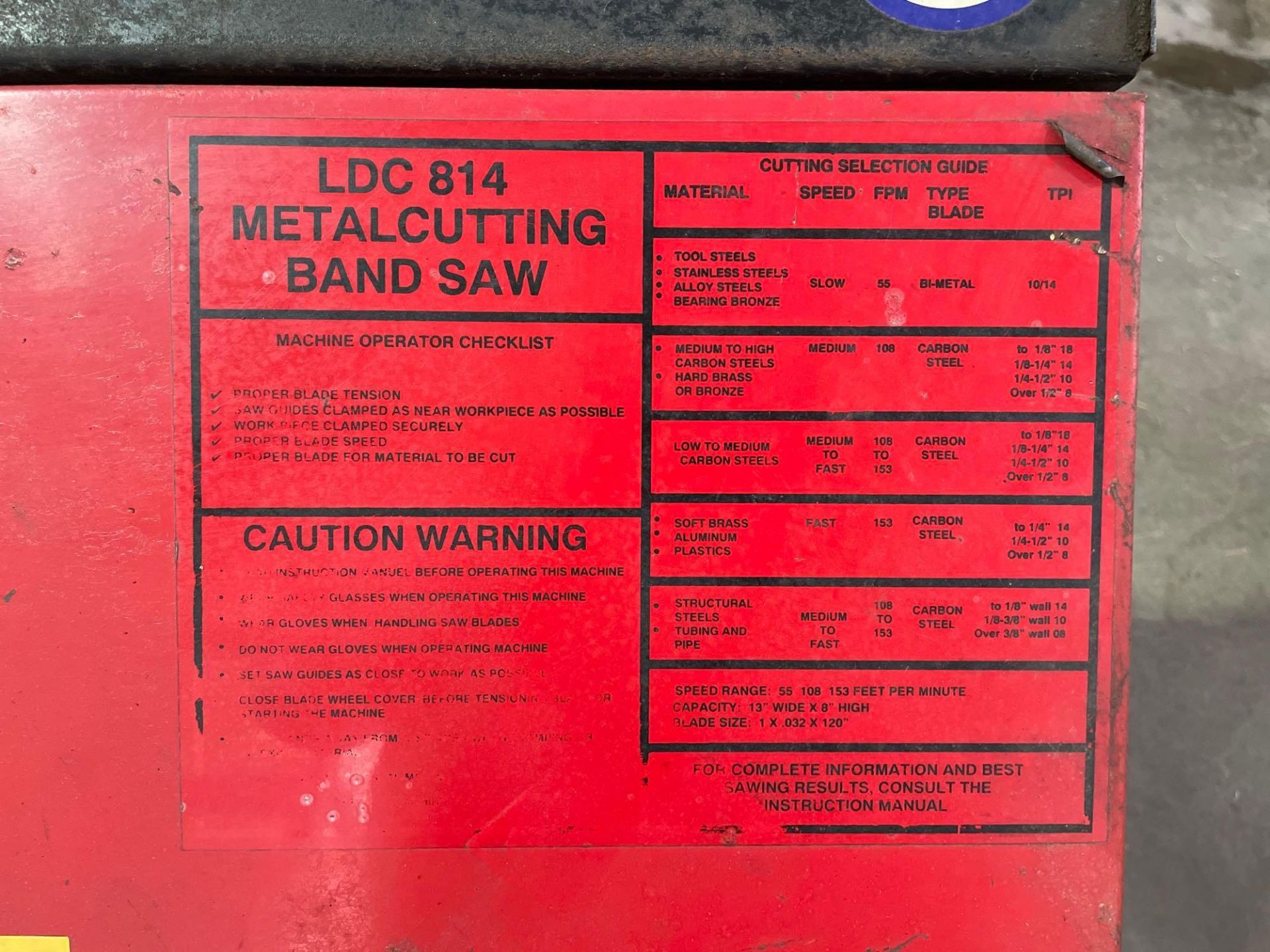 LDC 814 Metal Cutting Band Saw - Image 9 of 9