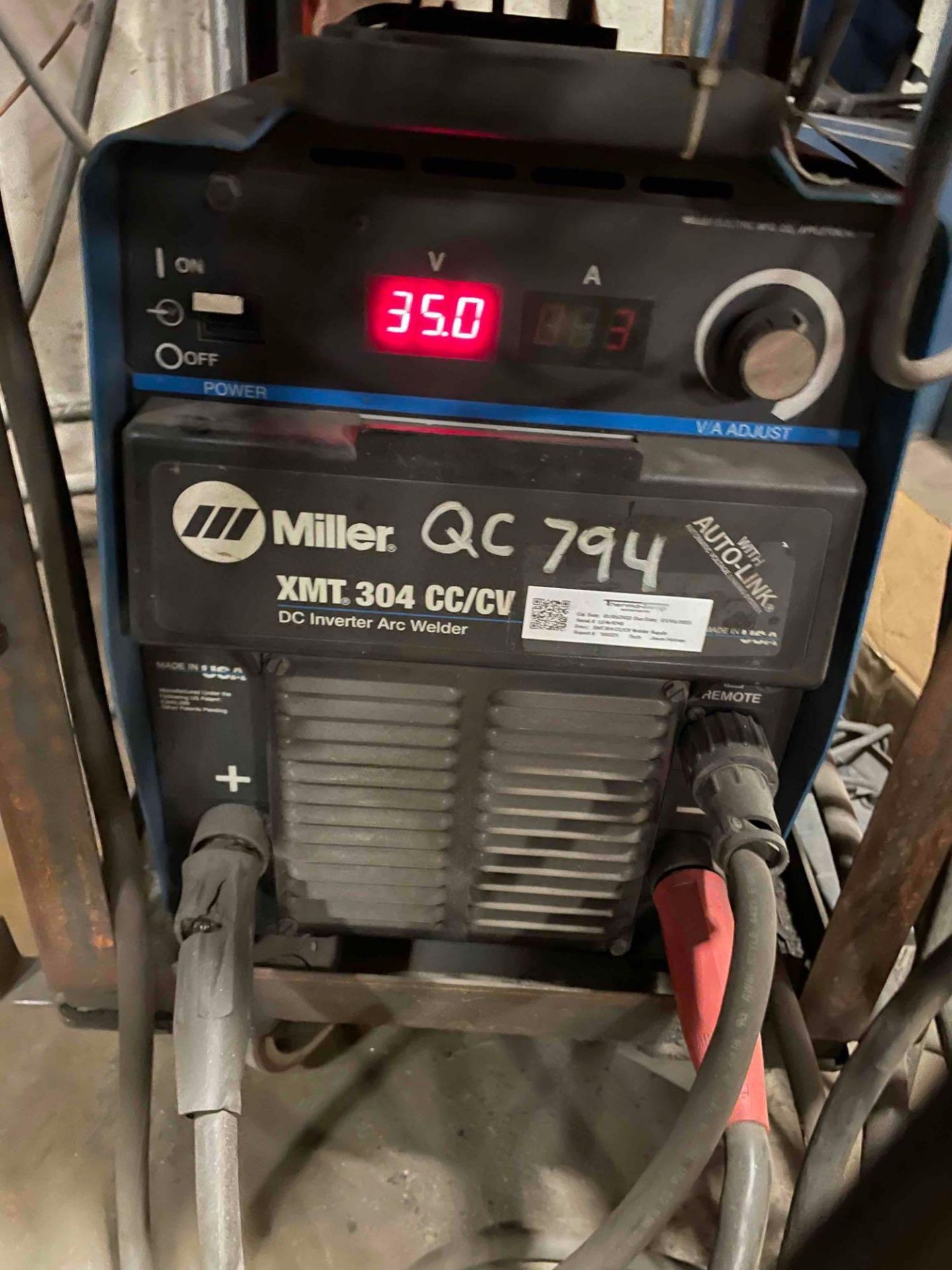 Miller XMT 304 CC/CV on Cart, DC Inverter Arc Welder with Miller 70 Series Wire Feeder - Image 13 of 15